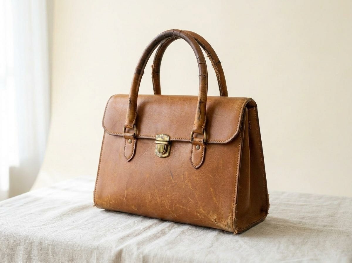 Borsa in pelle — prima del restauro