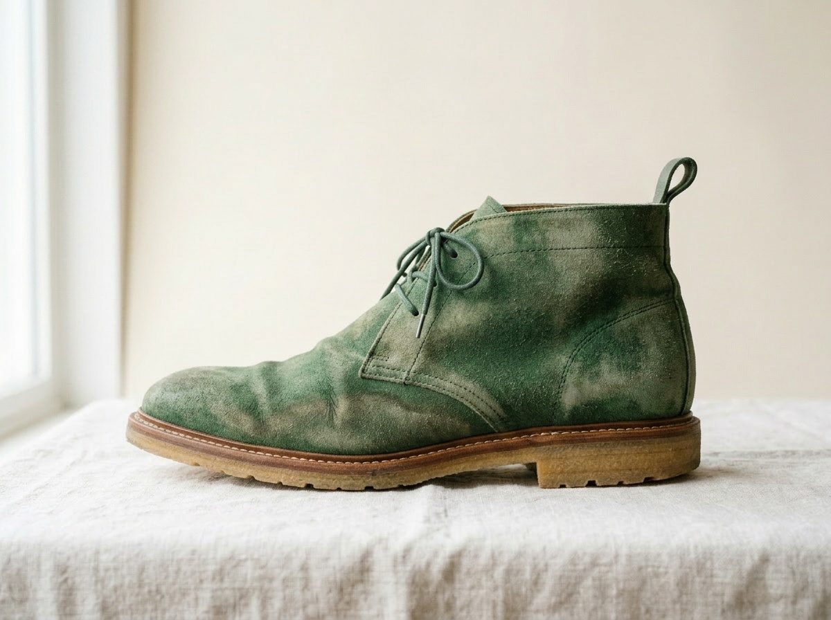 Chukka in camoscio — prima del restauro