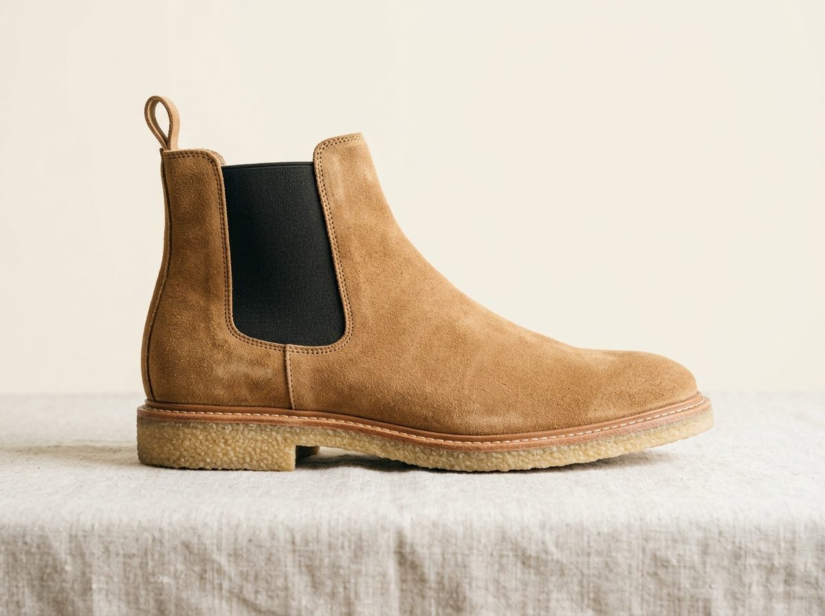 Chelsea boot in camoscio — dopo il restauro