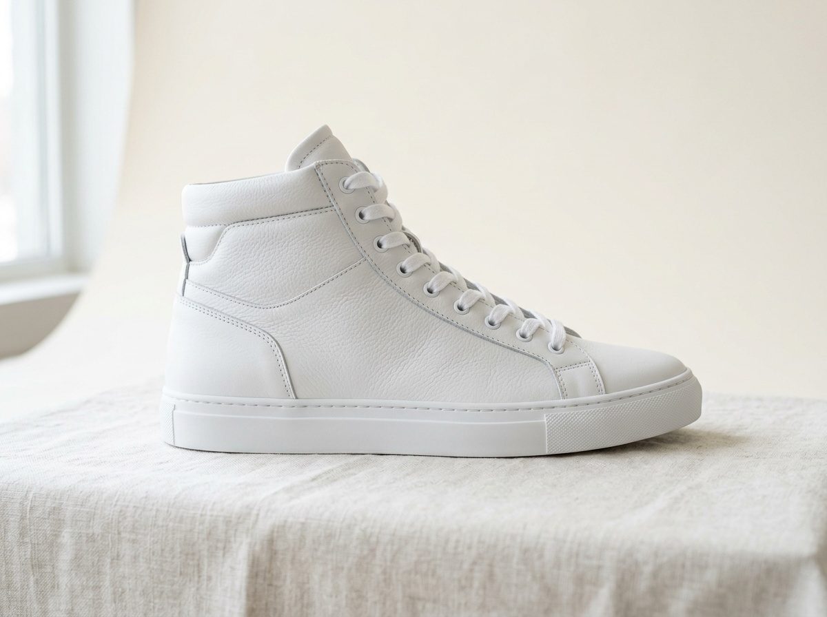 Sneaker alta in pelle — dopo il restauro