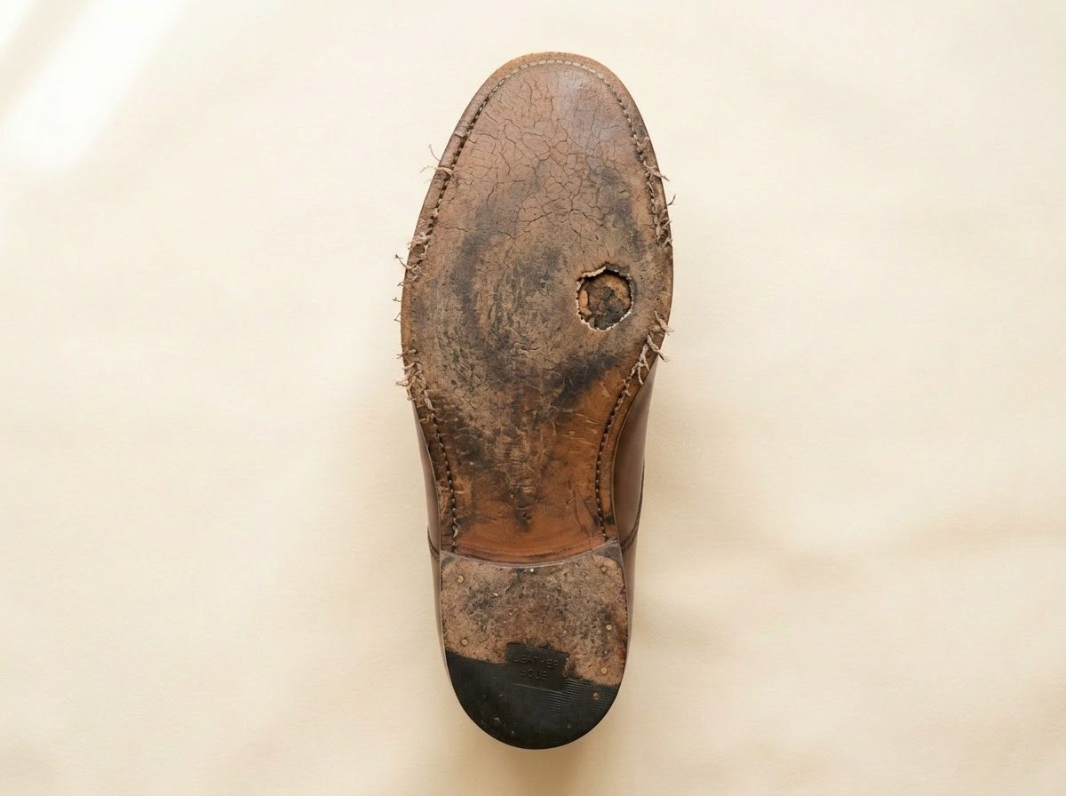 Suola in cuoio — prima del restauro