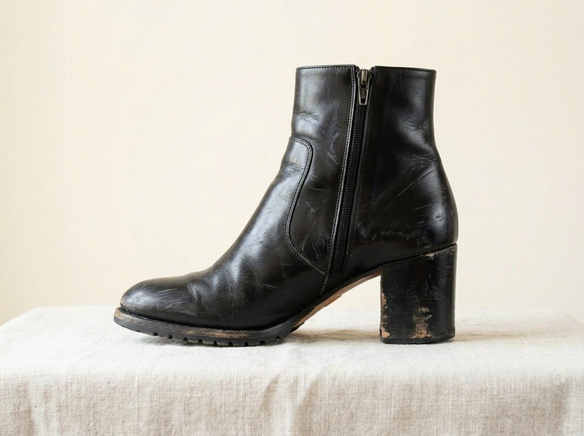 Stivaletto tacco largo — prima del restauro